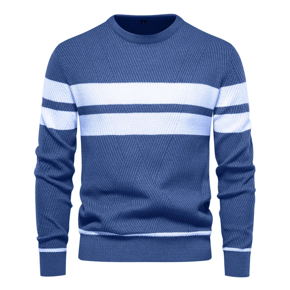 Men's Autumn Pullover Men's Sweater O-neck Patchwork Long Sleeve Warm Slim Sweaters Casual Fashion Sweater For Men