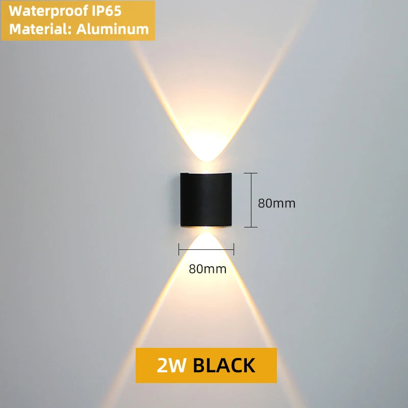 Aluminium binnenwandlamp, waterdichte IP65 LED-wandlamp, buitenverlichting voor in de tuin, slaapkamer, woonkamer, loft, decoratie, trapverlichting