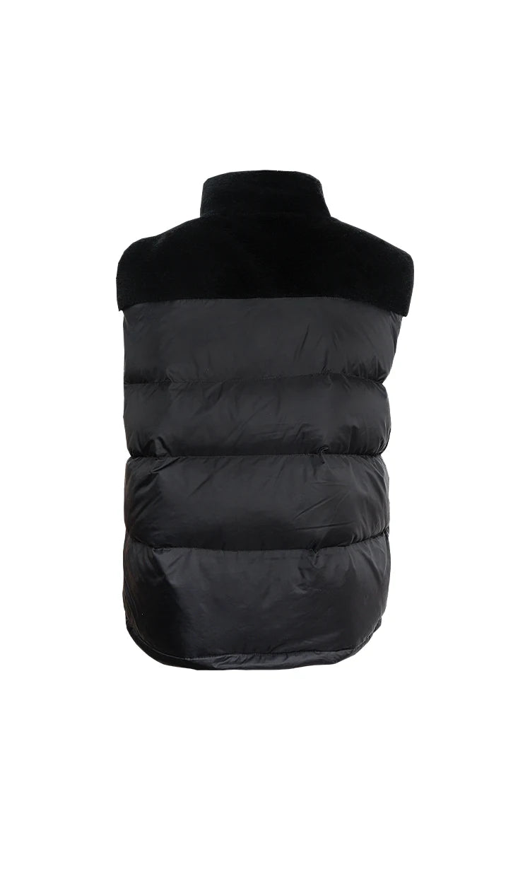 Women's High-Quality Woollen Luxury Jacket, Thick White Duck Down Vest Coats For Ladies
