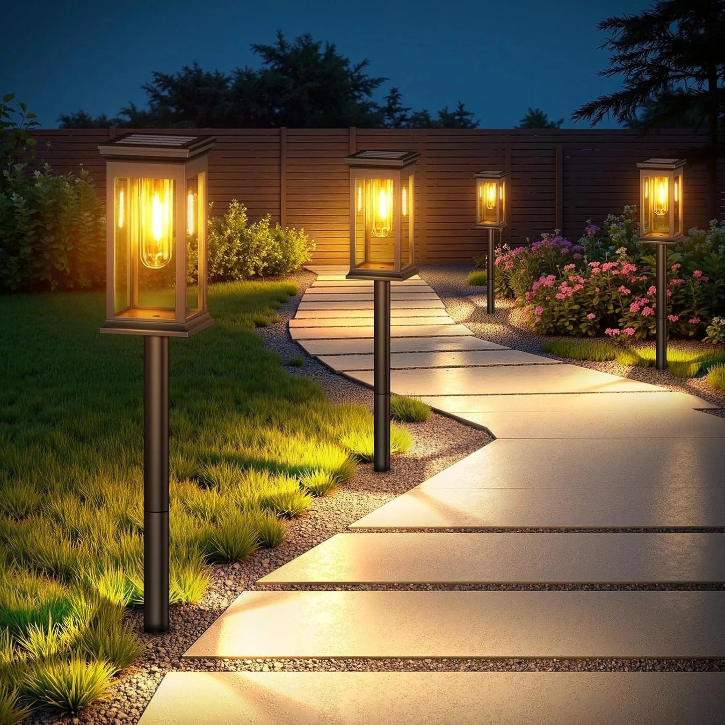 4 stuks zonnelampen voor buiten, waterdichte, heldere zonnelampen voor paden, tuinpaden en tuinverlichting