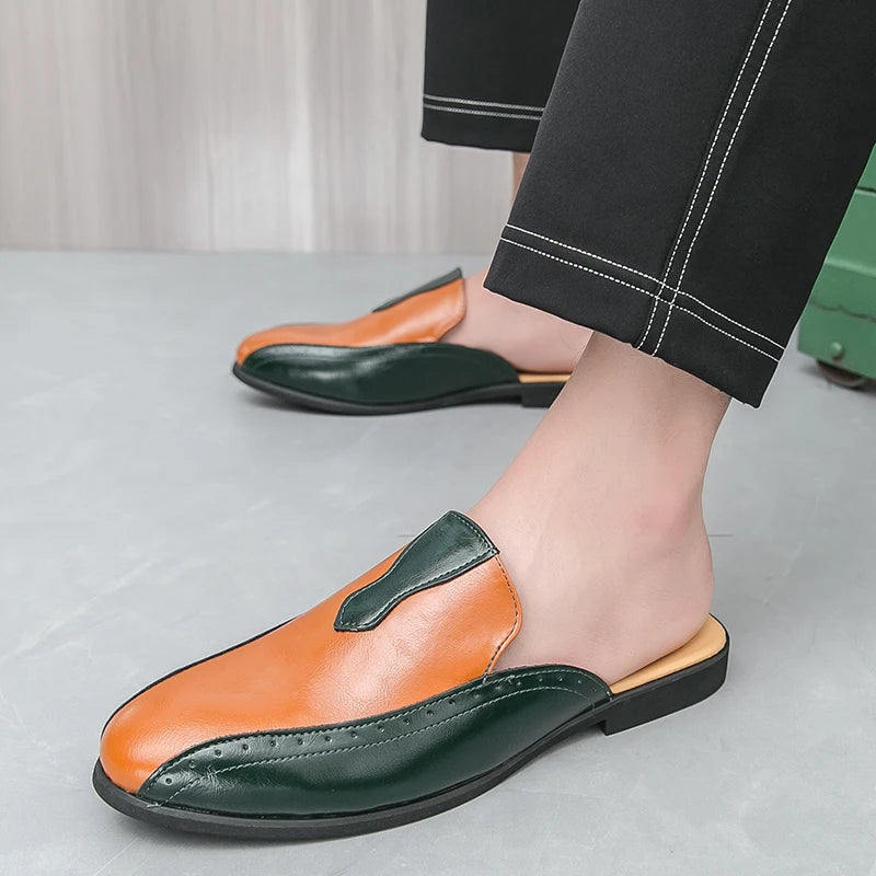 Youth Designer Summer Half Drag Shoes Breathable Men Slip-on Casual Loafers Flat Bottom Walking Slippers