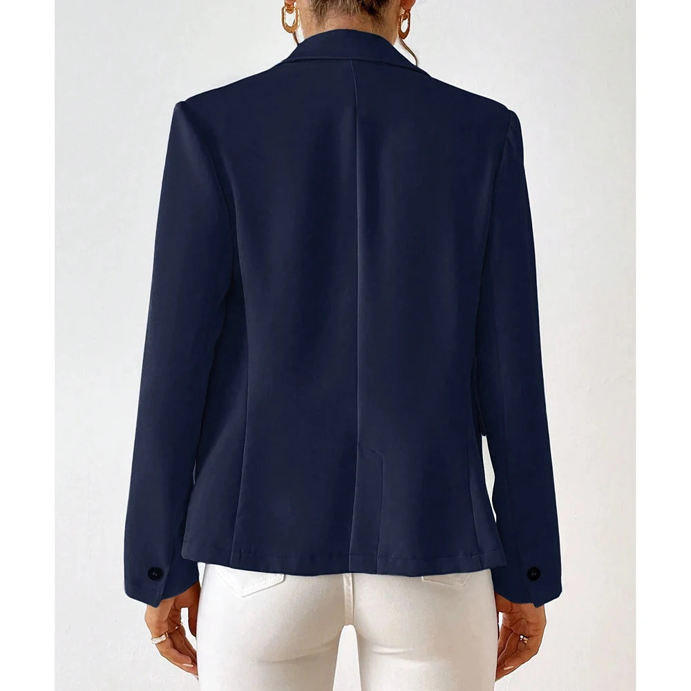 Damesblazers All Season Decent Plain Single Button Long Sleeve Revers Business Blazers