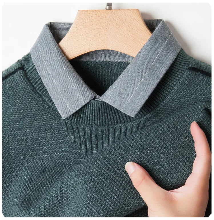 Men's Solid Colour Sweater, Stretchy and Warm For Autumn, Suitable For Business Casual and Male Daily Commute
