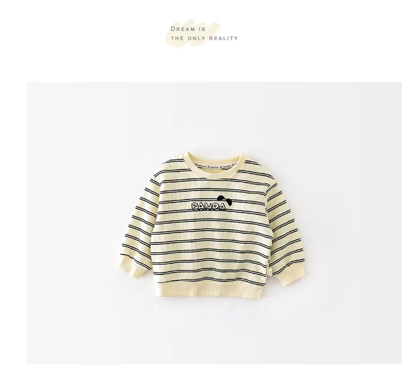 New Spring Kids Hoodie Children Cute Waffle Stripe Sweatshirt Girls Boys Thin Casual Design Pullover Shirt 1-5Y Unisex