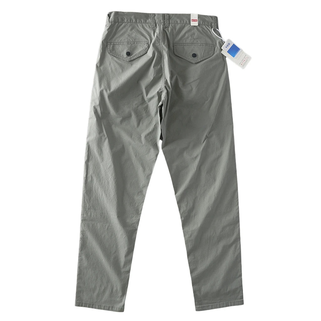2025 Summer New American Retro Thin Quick-drying Elastic Commute Pants Men's Simple 97% Cotton Washed Casual Straight Trousers