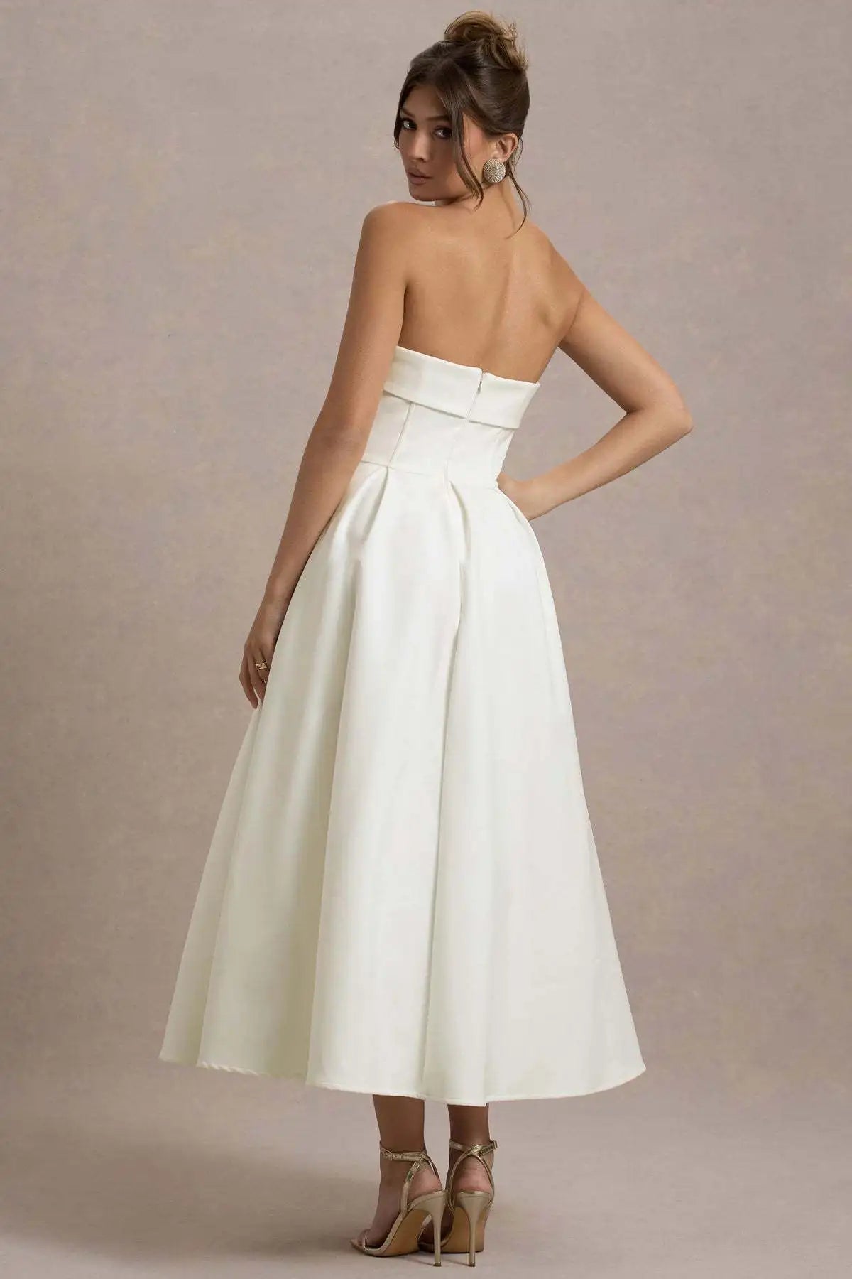 2025 Franse mode elegante lange avondjurk vrouwen high-end effen mouwloze strapless feestjurk chique minimalistische kleding