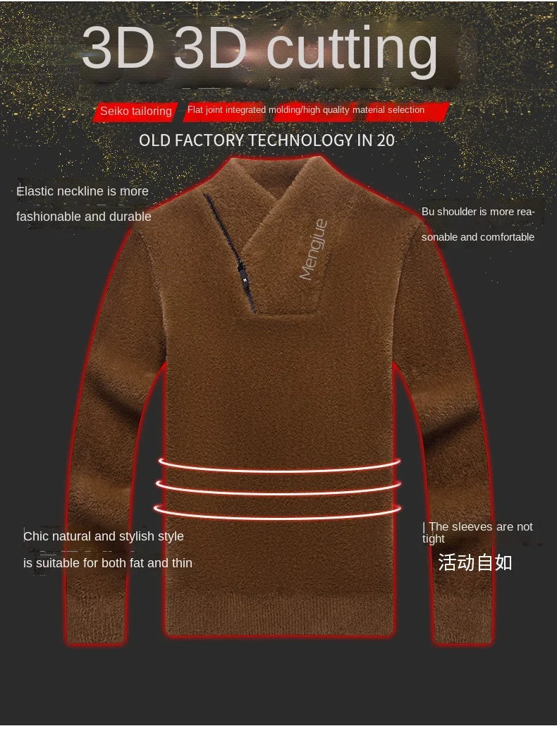 Men's Top Grade Mink Fashion Brand, Designer Pullover Knitted Turtleneck Sweater, and Autumn Casual Male Clothing