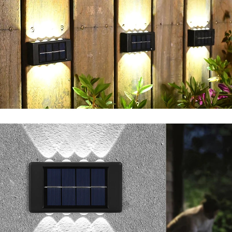 10 LED Solar Wandlamp Buiten Waterdicht Zonne-energie Licht Omhoog en Omlaag Verlicht Huis Tuin Veranda Tuindecoratie