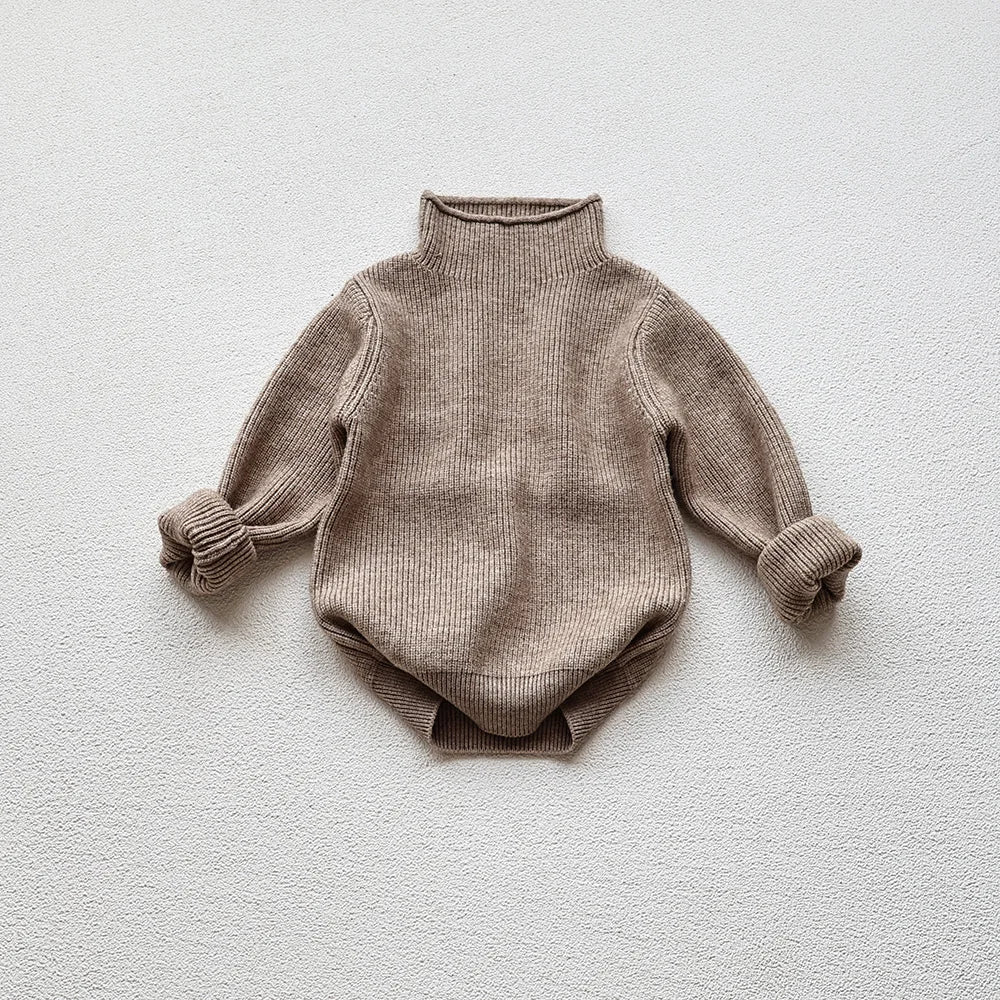 2025 Autumn Winter Comfort Kids Turtleneck Pullover Sweaters Solid Boys Girls Matching Knit Tops Toddler Warm Knitwear Sweaters 1-12Y Unisex