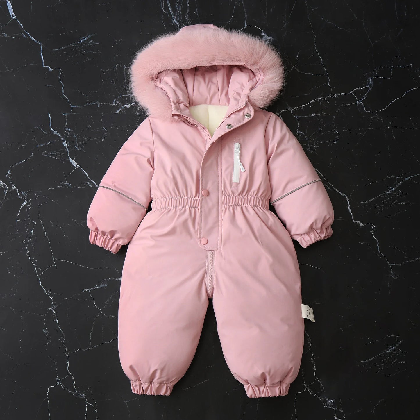 Unisex Children's Winter Warm Ski Suit Polar Fleece Lining Jumpsuit Waterproof Overalls Kid's Hooded Sportswear 1-5Y