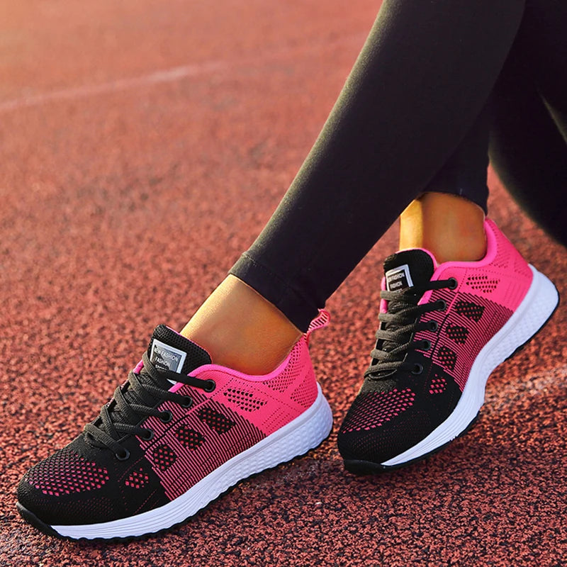 2025 Nieuwe mode damessneaker platte damesschoenen mesh stof casual sneaker dames veterschoenen vrouwelijke sneakers voor dames