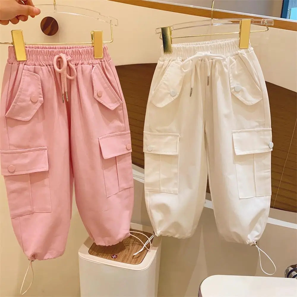 New Spring Autumn Cool Kids Girls Boys Cargo Pants Active Loose Sweat Trousers Children Outwear 0-7T Unisex