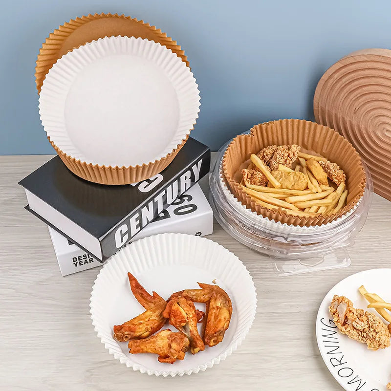 Set van 50 stuks Airfryer-accessoires Wegwerpbare antiaanbakpapieren bakvormpjes Bakovenpapier Aerogrill-bakvormpjes