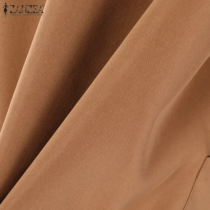 Casual Women Blazer Solid Office Lady Commute 2025 Spring Thin Jackets Lapel Neck Double-Breasted Long Sleeve Blazer