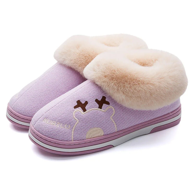 Unisex Warm Plush Winter Slippers Indoor Furry Fluffy Cotton Slides Suitable As Comfortable Home Bedroom Shoe For Men & Women