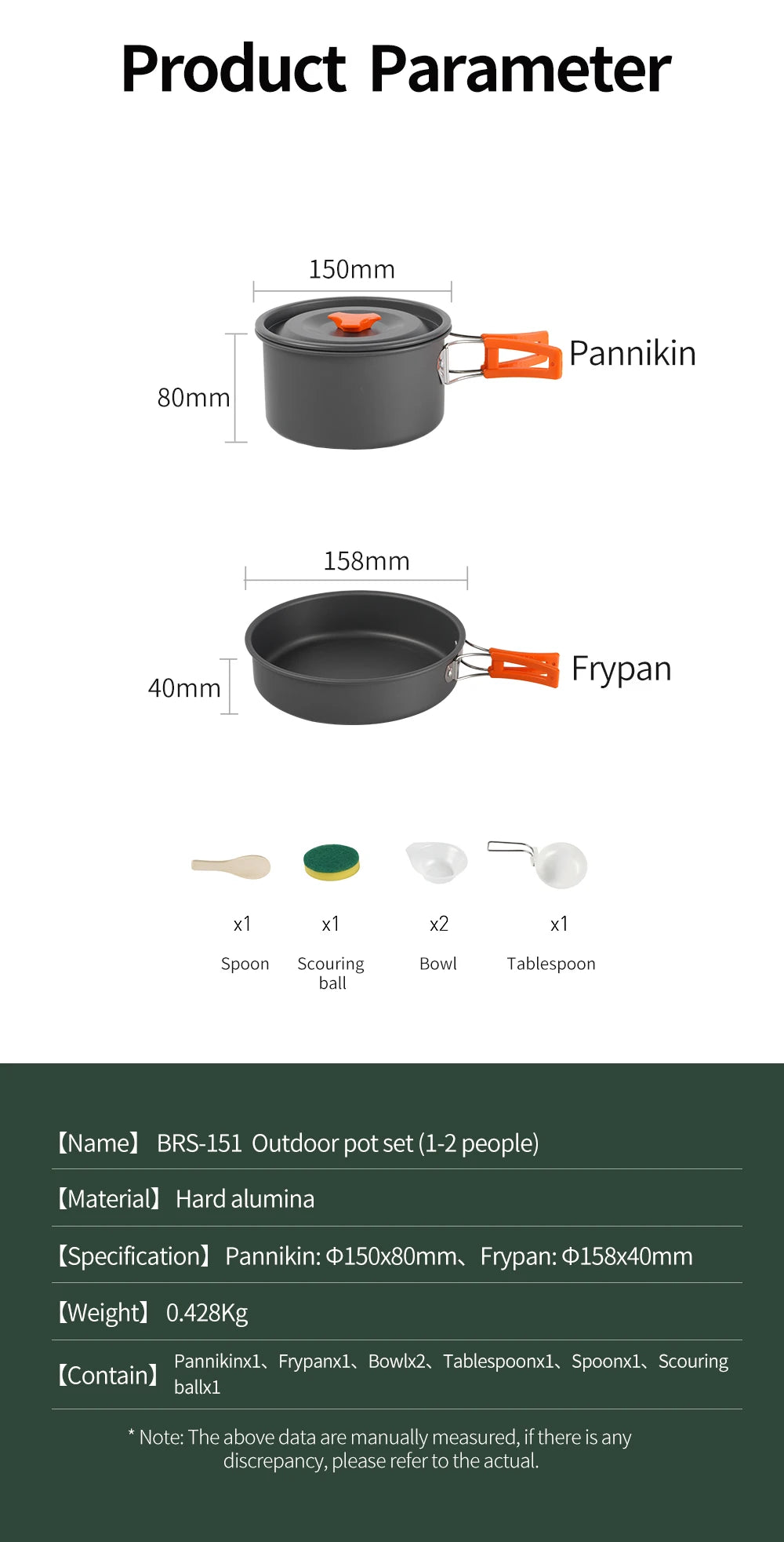 BRS 1set Camping Cookware Kit Outdoor Portable Aluminum Cooking Set Pots Dishes Bowler Kitchen Equipment Gear for Cooking Picnic