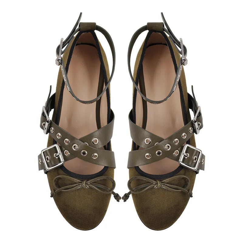 Women Round Toe Mary Jane Buckles Flats Woman Plus Size Summer New Fashion Shoes