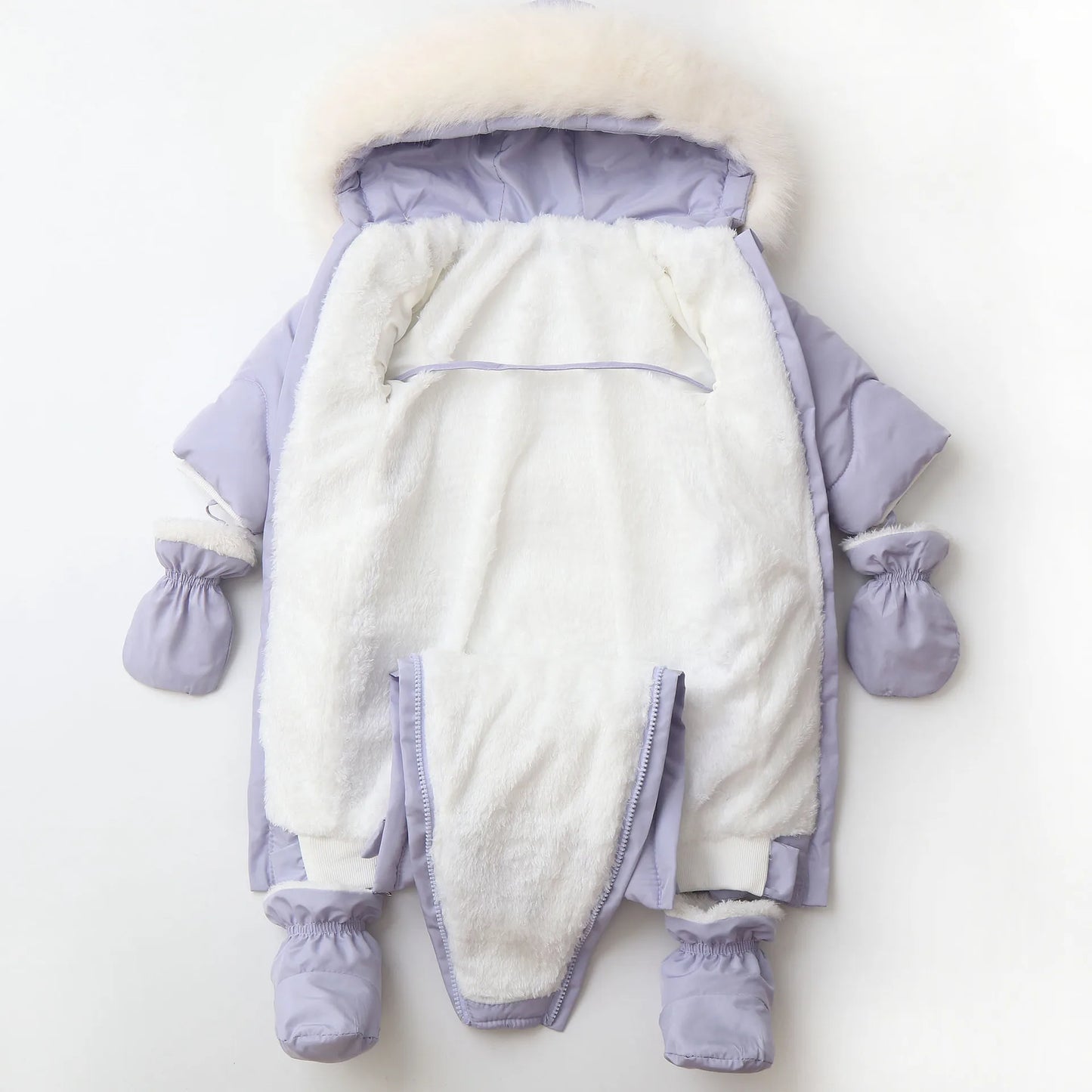 Winter Baby Rompers Fur Lining Boys Jumpsuits Warm Fleece Padded Toddler Snowsuit Infant Outfit