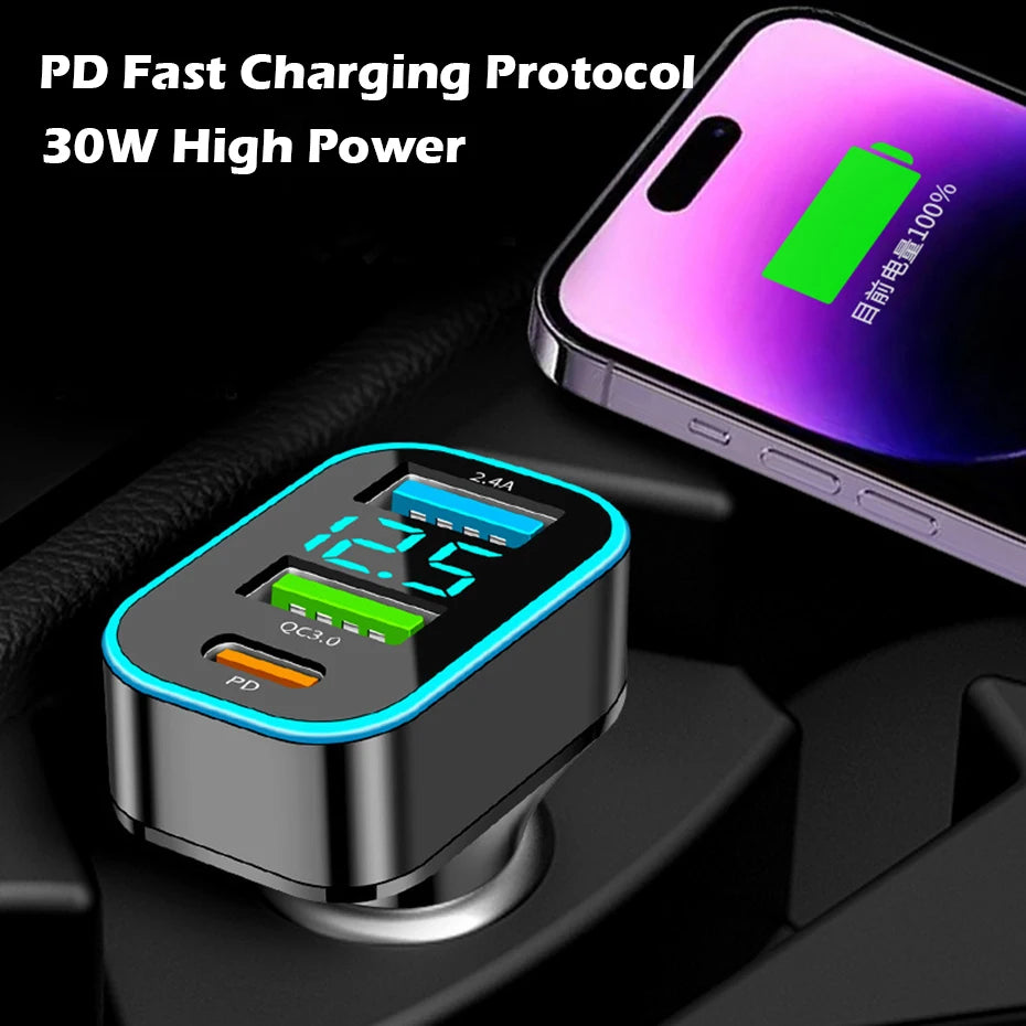 66W Autolader 3 Poorten USB Auto Sigarettenaansteker Snel Opladen Auto Telefoon Oplader Adapter Voor HUAWEI iPhone Samsung Xiaomi