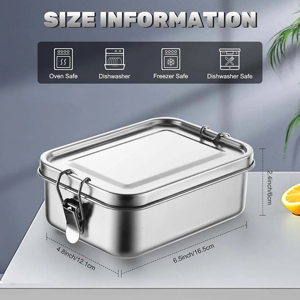4 stuks roestvrijstalen bentobox, metalen lunchbox, voedselcontainers met afsluitbare clips, lunchboxen en snackboxen voor werk en school