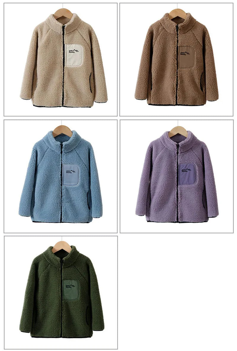 Children's Winter Warm Thicken Jacket Patch Letter Fleece Padded Coat Korean Loose Kid's Outwear 4-12T