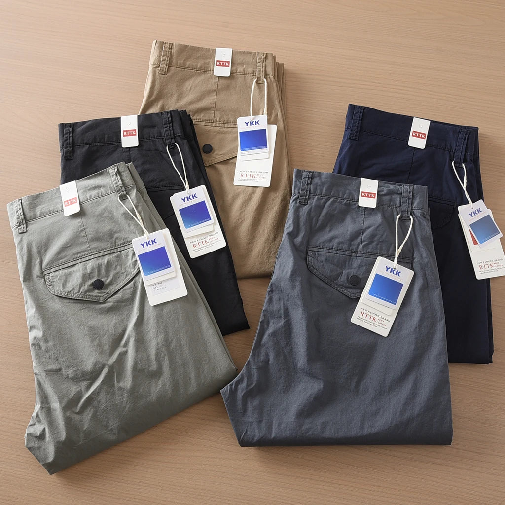 2025 Summer New American Retro Thin Quick-drying Elastic Commute Pants Men's Simple 97% Cotton Washed Casual Straight Trousers