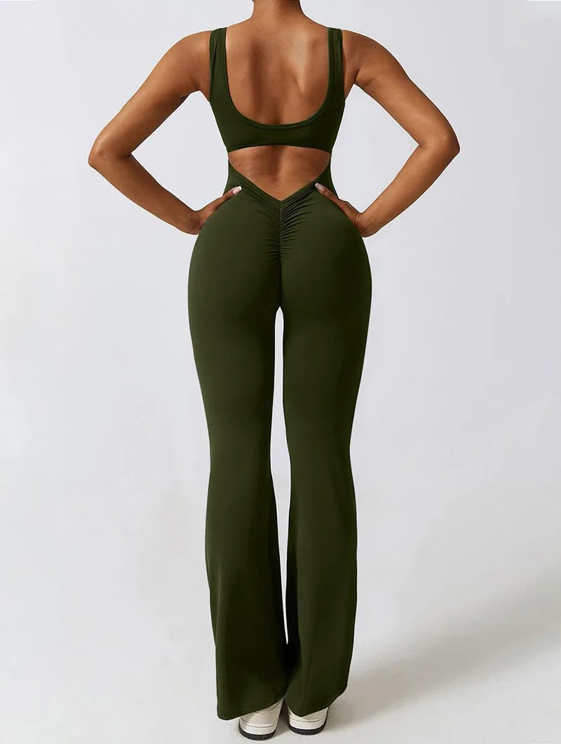 Sexy strakke jumpsuits voor dames, effen kleur, uitgehold, rugloos, mouwloos, yoga-rompertjes, vrouwelijke stretch, workout, liftende heupen, bodysuits