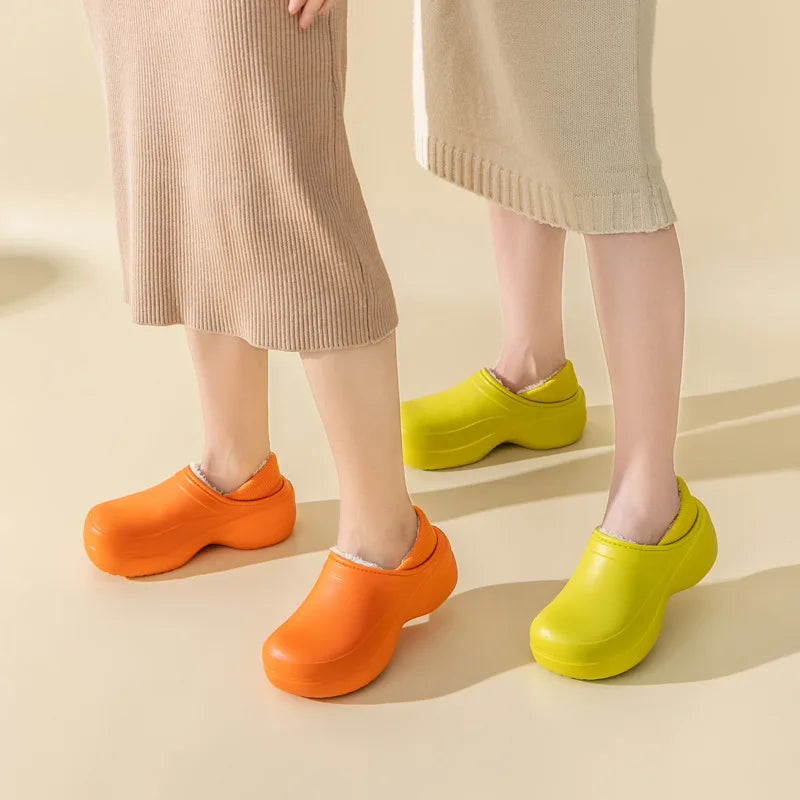 Women's Winter Warm Fashion Furry Slippers Cotton Slides For Outdoor Indoor Couples Use With Non-Slip Thick Sole Plush Fluffy Ladies' Slippers