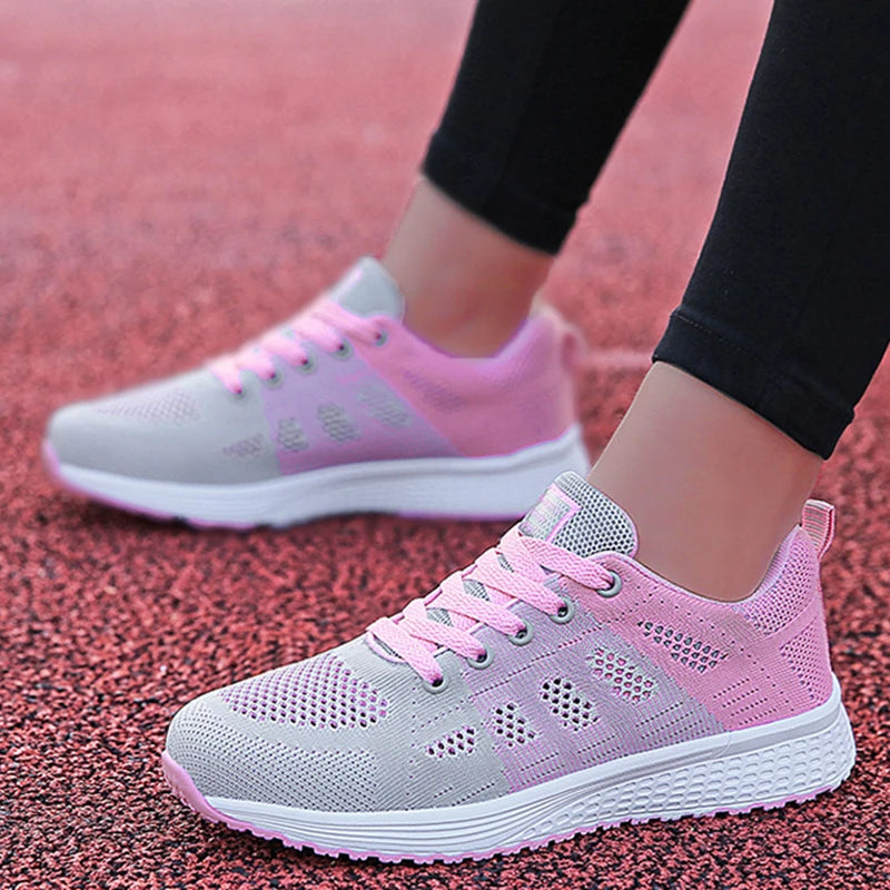 2025 Nieuwe mode damessneaker platte damesschoenen mesh stof casual sneaker dames veterschoenen vrouwelijke sneakers voor dames