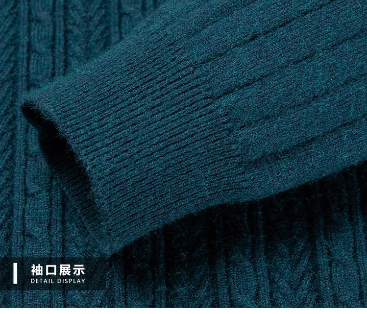 Men's Autumn and Winter Warm Turtleneck O-Neck Sweater, Thickened Slim-Fit Bottoming Shirt, Fine knitted Sweater Sizes M-4XL