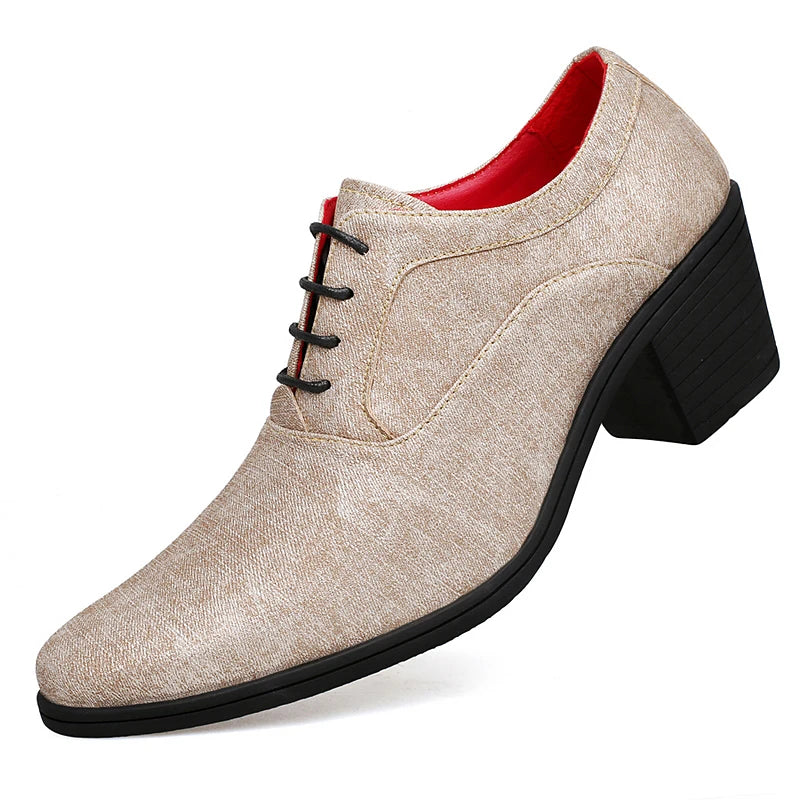 European Style Men Retro Height Heel Formal Dress Oxfords Shoes Purple Gold Male Wedding Party Evening Dressing Shoes