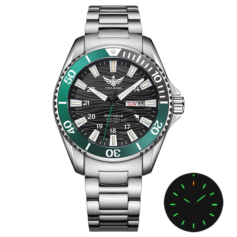 Yelang V1217 42mm Japan Eco-Drive Solar Watch Men's Watch 300M Diver Watch 30ATM Professional Waterproof Sapphire Luminous