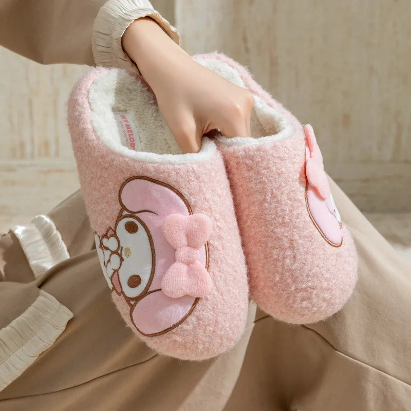 Kids' Slippers House Shoes Cartoon Kuromi Winter Shoes Warm Anti-Slip Soft Bottom Shoes For Girls Size 36-41