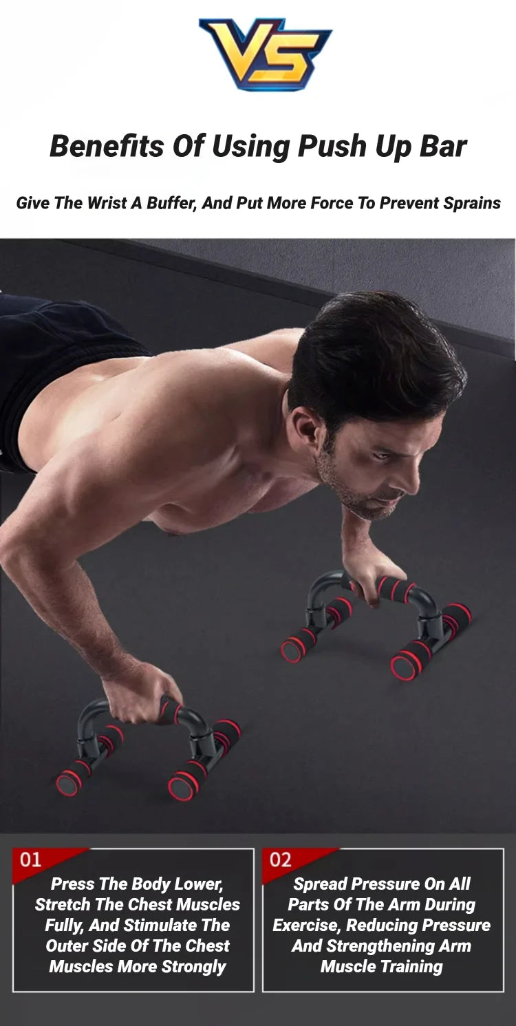 2 stuks antislip push-up H-vormige ondersteuningsstangstandaard voor thuisfitness, handgrepen voor push-upstangen, arm- en borstspiertrainingsbeugels