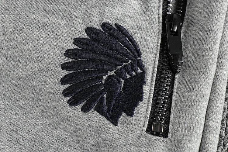Autumn American Retro Terry Knitted Embroidery Sweatpants Men's Simple Elastic Waist Drawstring Sport Casual Youth Slim Pants