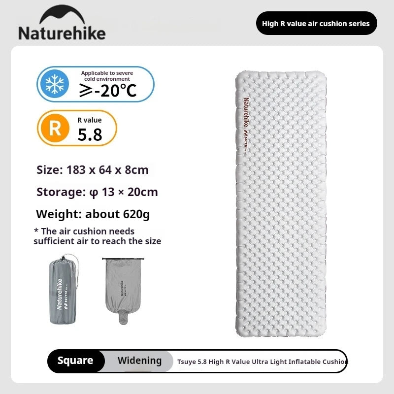 Naturehike R5.8 Inflatable Mattress Thermal Insulation Air Cushion for Hiking Outdoor Sleeping Bed Pad Ultralight Folding Mat