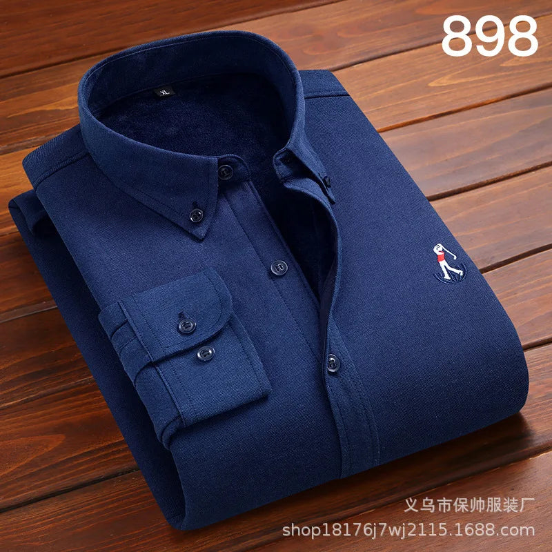 Reversknopf Allgleiches Stickerei Warme Hemden Herrenbekleidung Herbst Neue Übergroße Casual Tops Lose Koreanische Hemd