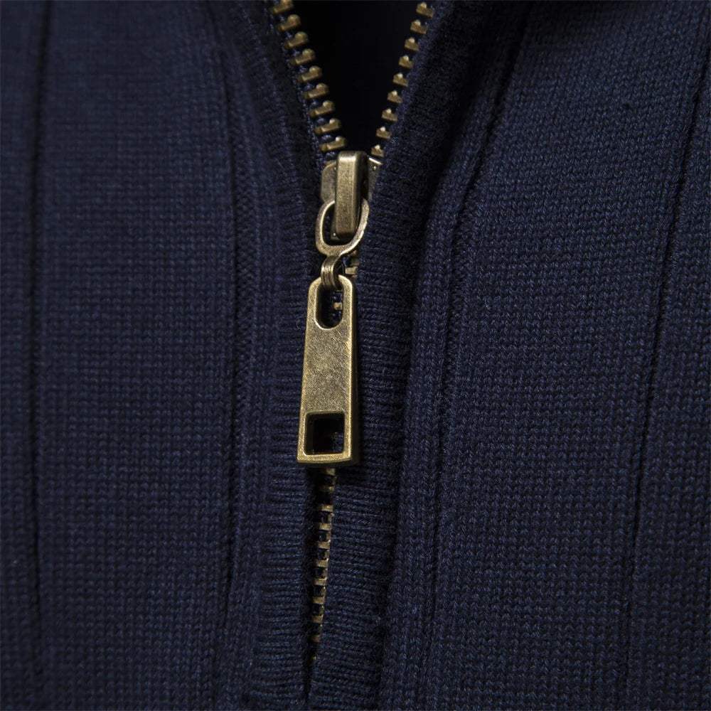 Men's Autumn Quarter Zipper Mock Neck Pullover Sweaters For Men Quality Warm Winter Cotton Knitted Men's Sweaters