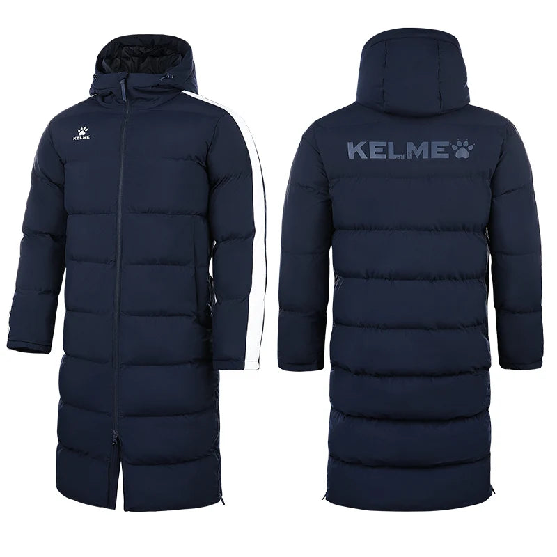 Men's Winter Jacket Long Sports Training Hooded Coat Outwear Warm Silk Cotton Windproof Cotton Clothing