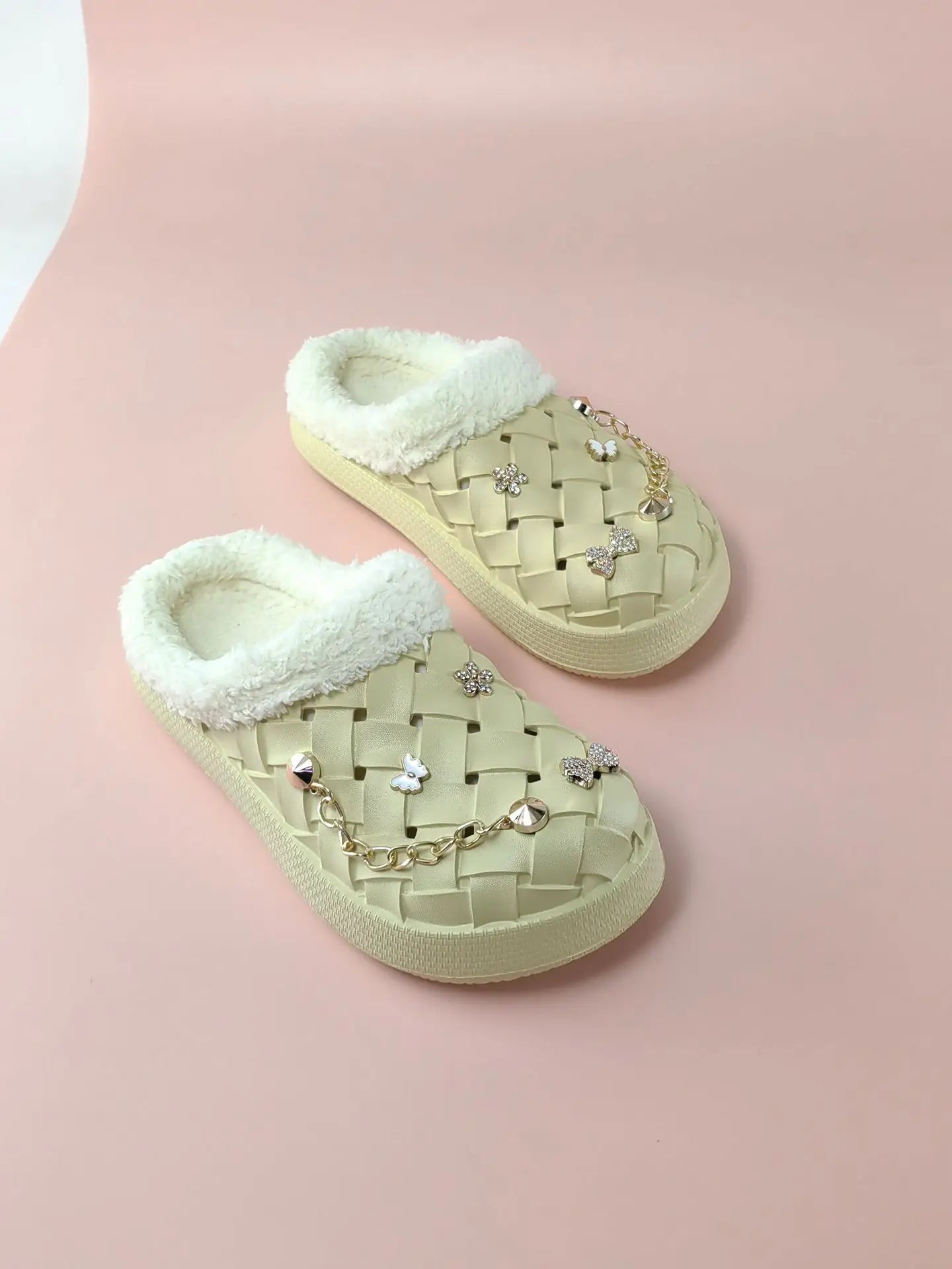 Kids' Slippers House Shoes Cartoon PU Leather Bow Winter Shoes Warm Anti-Slip Soft Bottom Shoes For Girls Size 40-45