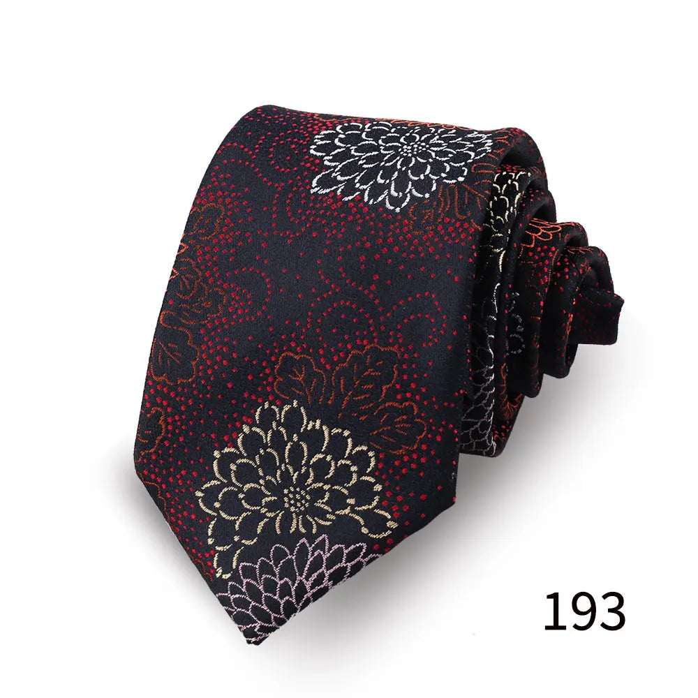 Heren luxe Paisley stropdas met bloemenprint in bruiloftsstijl, zakelijke stropdas van polyester, 146 x 7,5 cm, cadeau voor volwassen mannen.