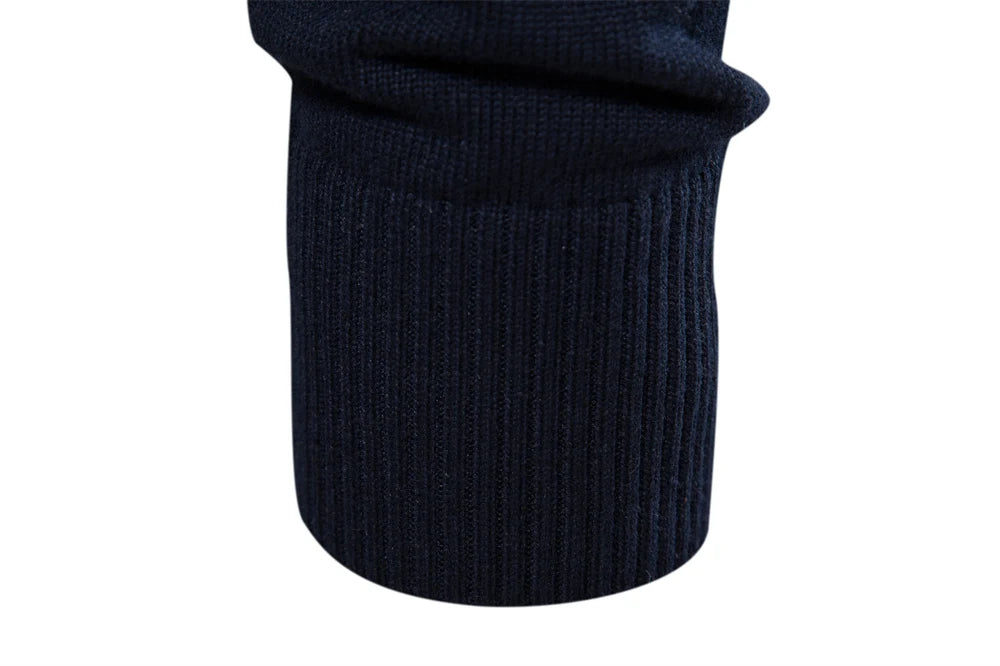 Men's Cotton Mock Neck Stand Collar Sweaters Quarter Zipper Pullover Autumn Winter Warm Social Casual Sweater for Men