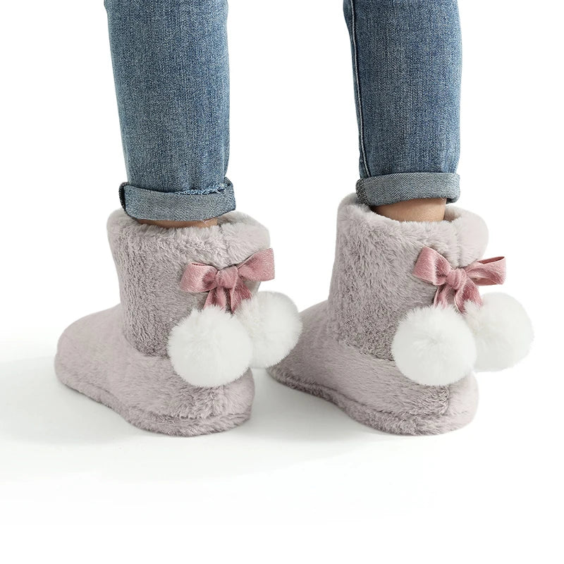 Women's Winter Warm Plush Cotton Boots Casual Fur Fluffy Snow Boots With Soft Comfort Non-Slip Sole Suitable As Snow Boots Cute Cotton Shoes