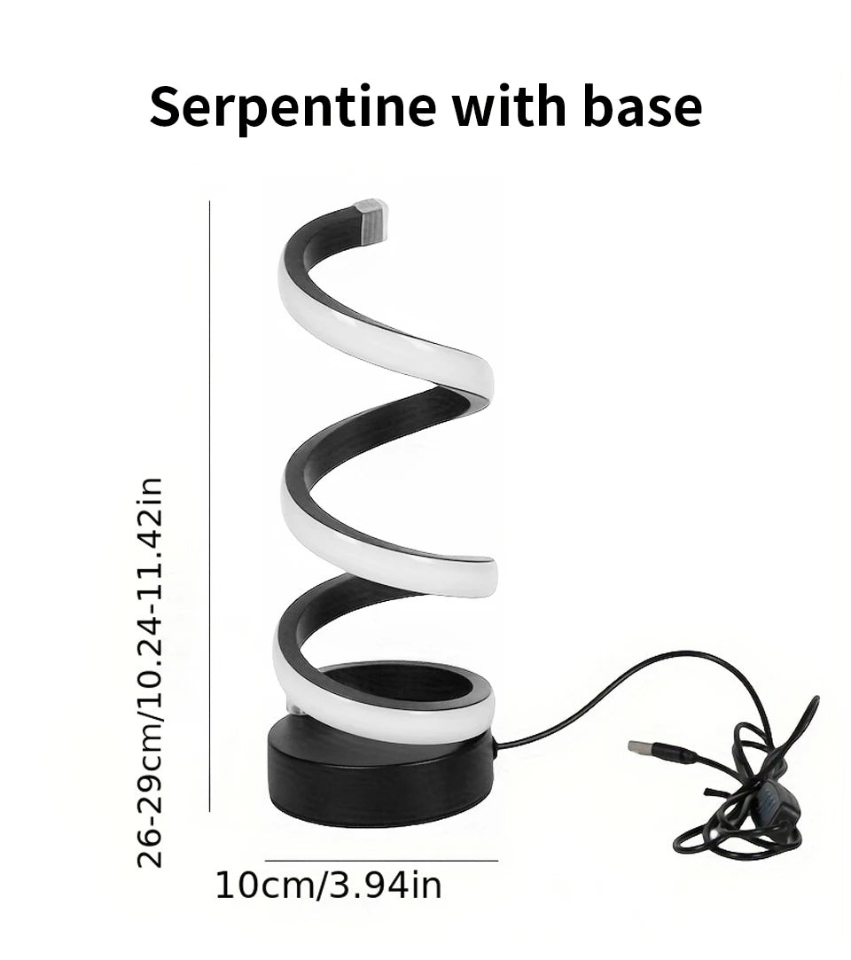 Creative LED Desk Lamp Modern Spiral Table Lamp RGB Dimming Ambient Light Portable Bar Cafe Bedroom Living Room Decorate Lamp