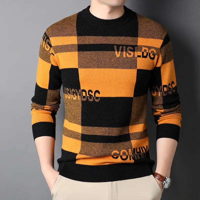 Men's Top Grade Fashion Designer Brand, Luxury Street Wear Knitted Pullover, Lettered Sweater, Autumn and Winter Male Casual Jumper