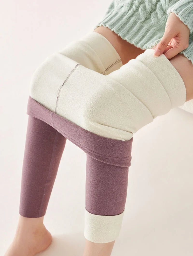 Women's Autumn & Winter New Velvet Padded Leggings Sexy Tights Warm Fleece Leggings Lady Solid High Waist Elastic Yoga Sweatpants