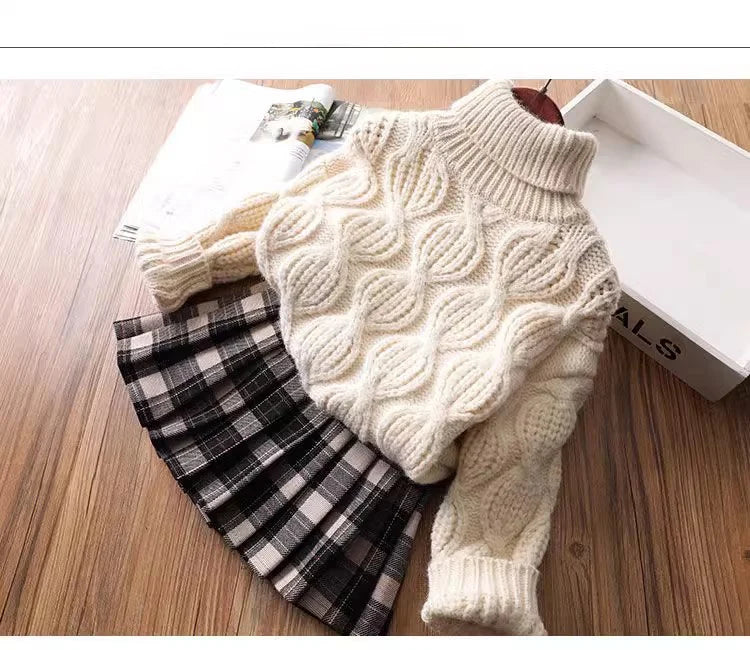 Kids Sweaters Turtleneck Girls Boys Knitwear Children Pullover Warm Kids Base Tops 2-8Y Unisex
