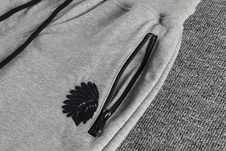 Autumn American Retro Terry Knitted Embroidery Sweatpants Men's Simple Elastic Waist Drawstring Sport Casual Youth Slim Pants