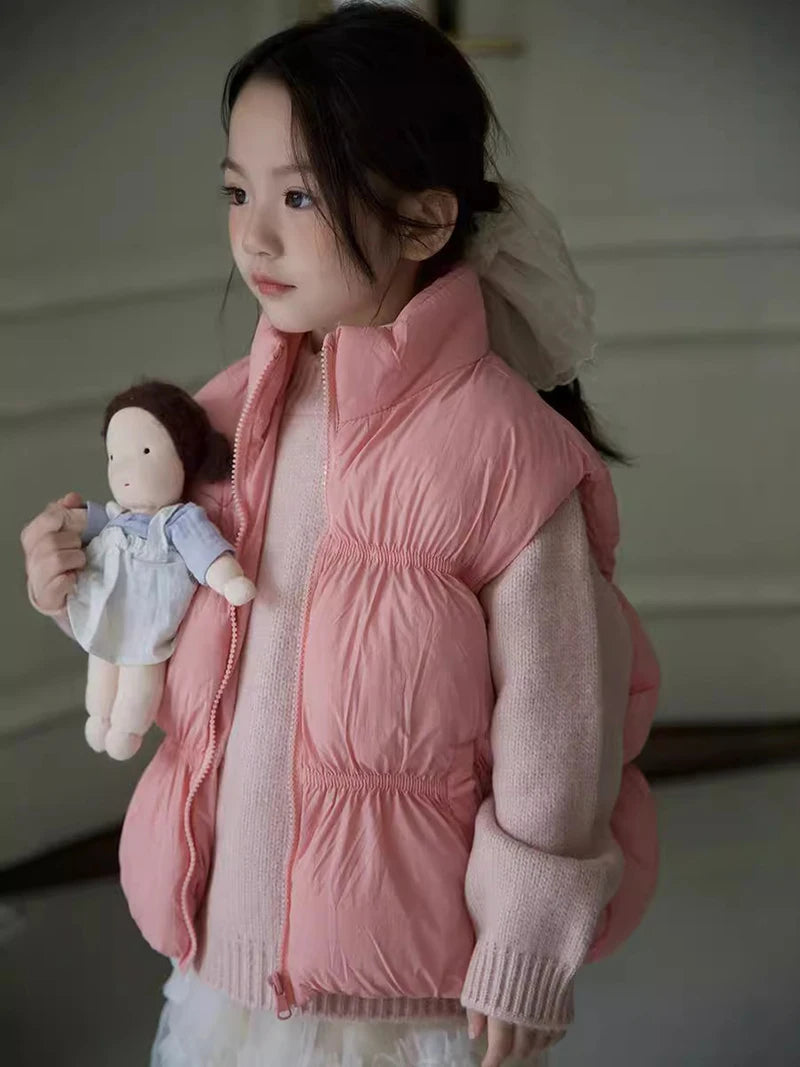 New Autumn & Winter Kids Vest Children's Thickened Turtleneck Waistcoat Korean Style Girls Boys Trendy Warm Outwear 2-6Y Unisex