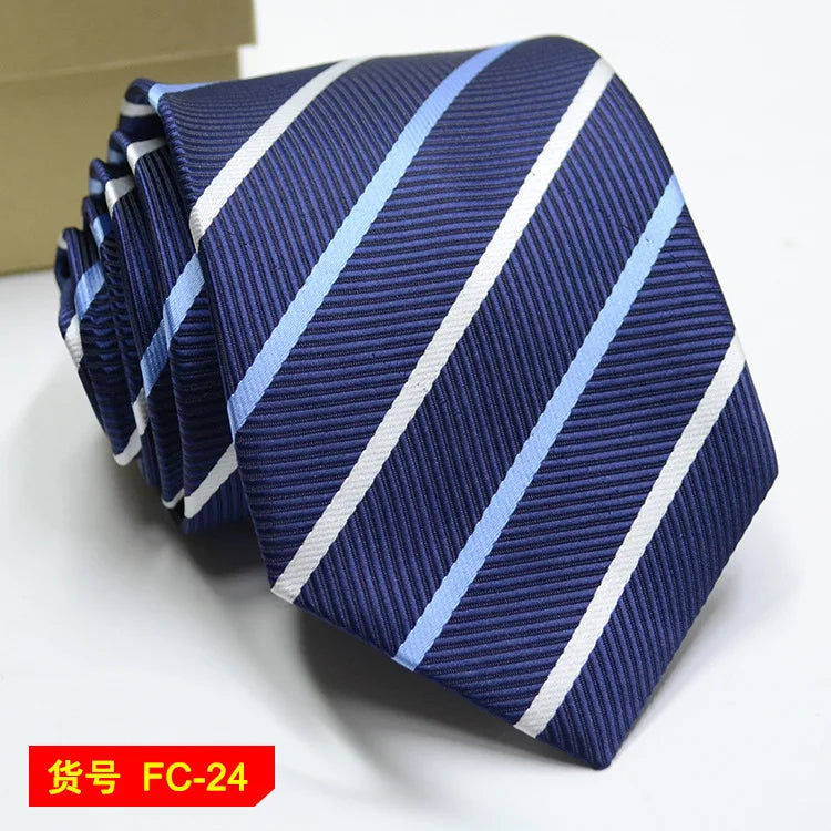 Men's Solid Color Stripe Floral Jacquard Necktie 7-8cm Width Fashionable Daily Wear Cravat for Wedding Party Gift